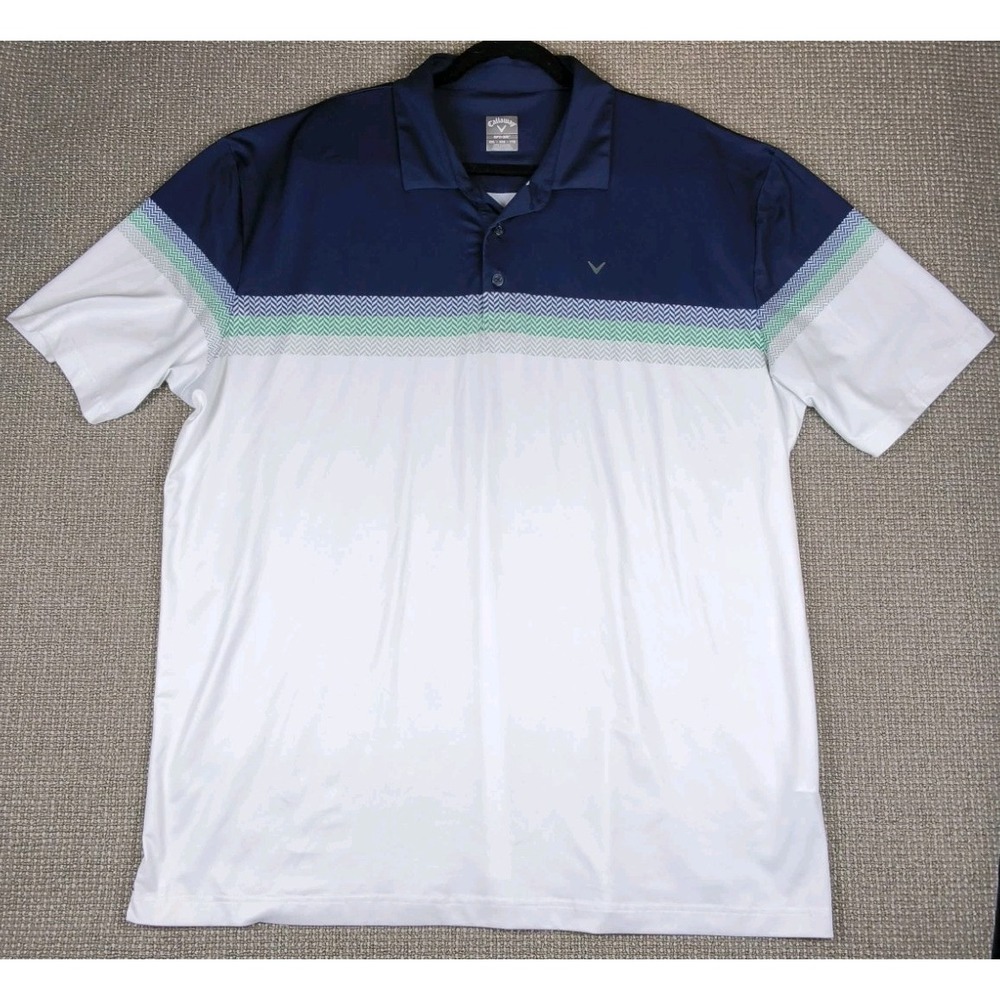 Callaway Men's Opti-Dri Colorblock Herringbone Stripe Golf Polo Shirt